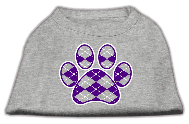 Argyle Paw Purple Screen Print Shirt Grey Med